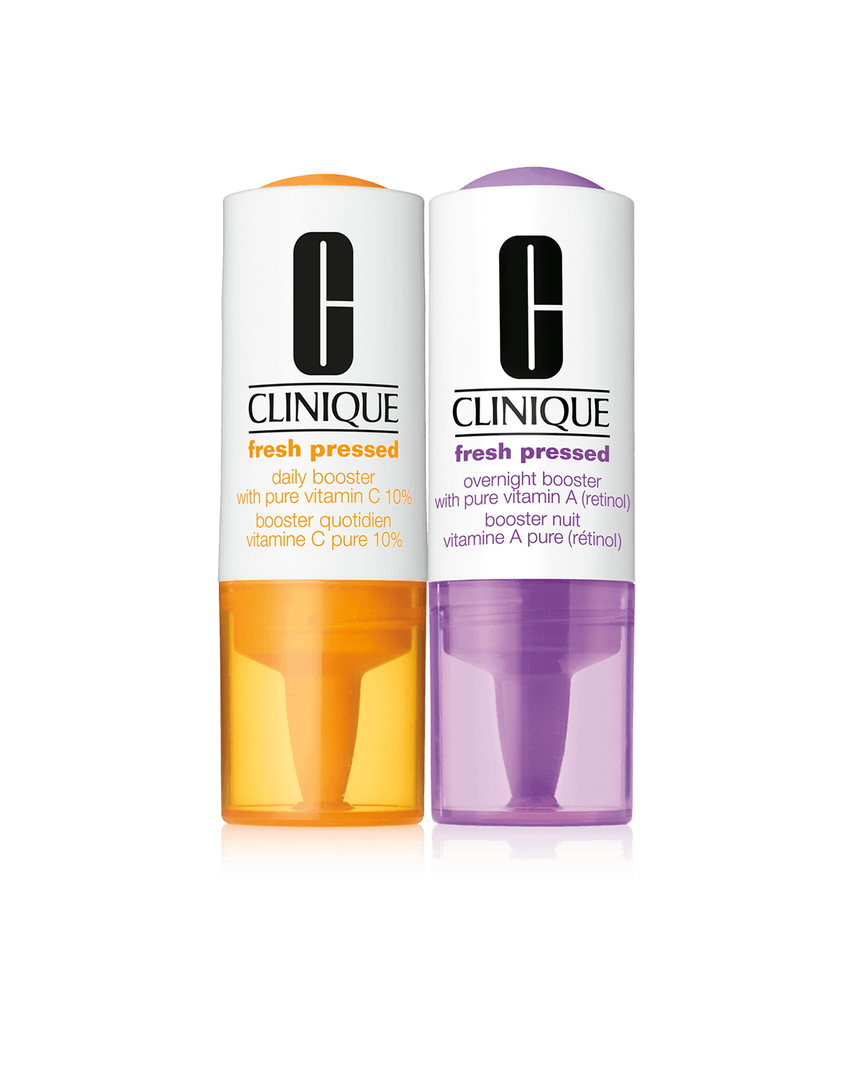 Clinique Fresh Pressed Clinical™, Potenciadores de Tratamiento de Día y Noche con 10% de pura Vitamina C + Vitamina A (Retinol)