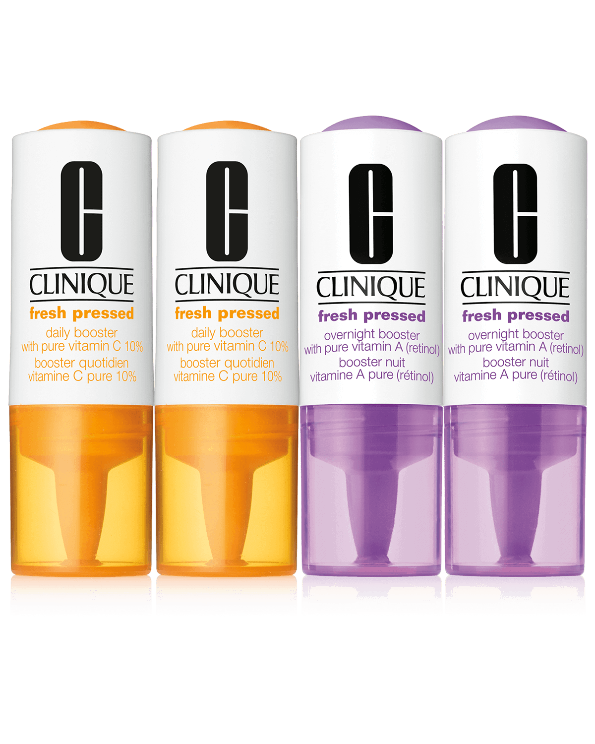 Clinique Fresh Pressed Clinical™, Potenciadores de Tratamiento de Día y Noche con 10% de pura Vitamina C + Vitamina A (Retinol)