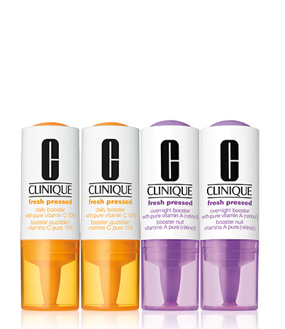 Clinique Fresh Pressed Clinical™, Potenciadores de Tratamiento de Día y Noche con 10% de pura Vitamina C + Vitamina A (Retinol)