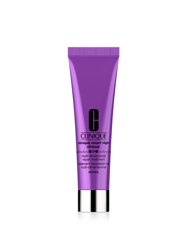 Clinique Smart Night Clinical™ MD Tratamiento Multidimensional Reparador con Retinol, Tratamiento de noche reparador que estimula el proceso antiedad con retinol y una hidratación  reconfortante.